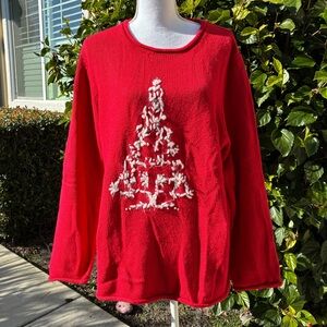 Coldwater Creek Red Christmas Tree Sweater2X